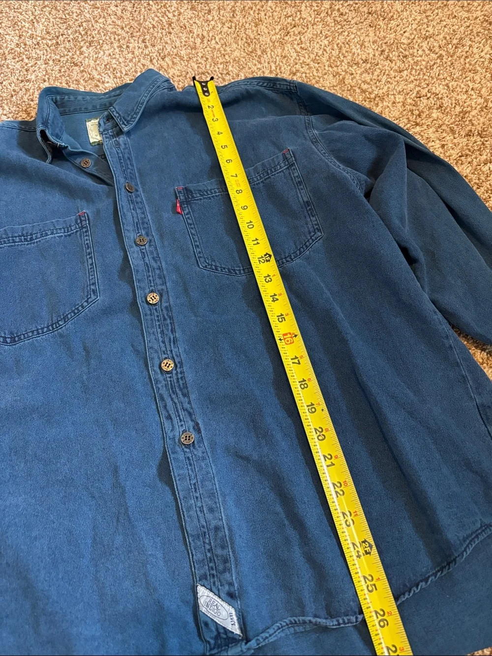 Levi's || Vintage Indigo Blue Denim Button Down Shirt Size L